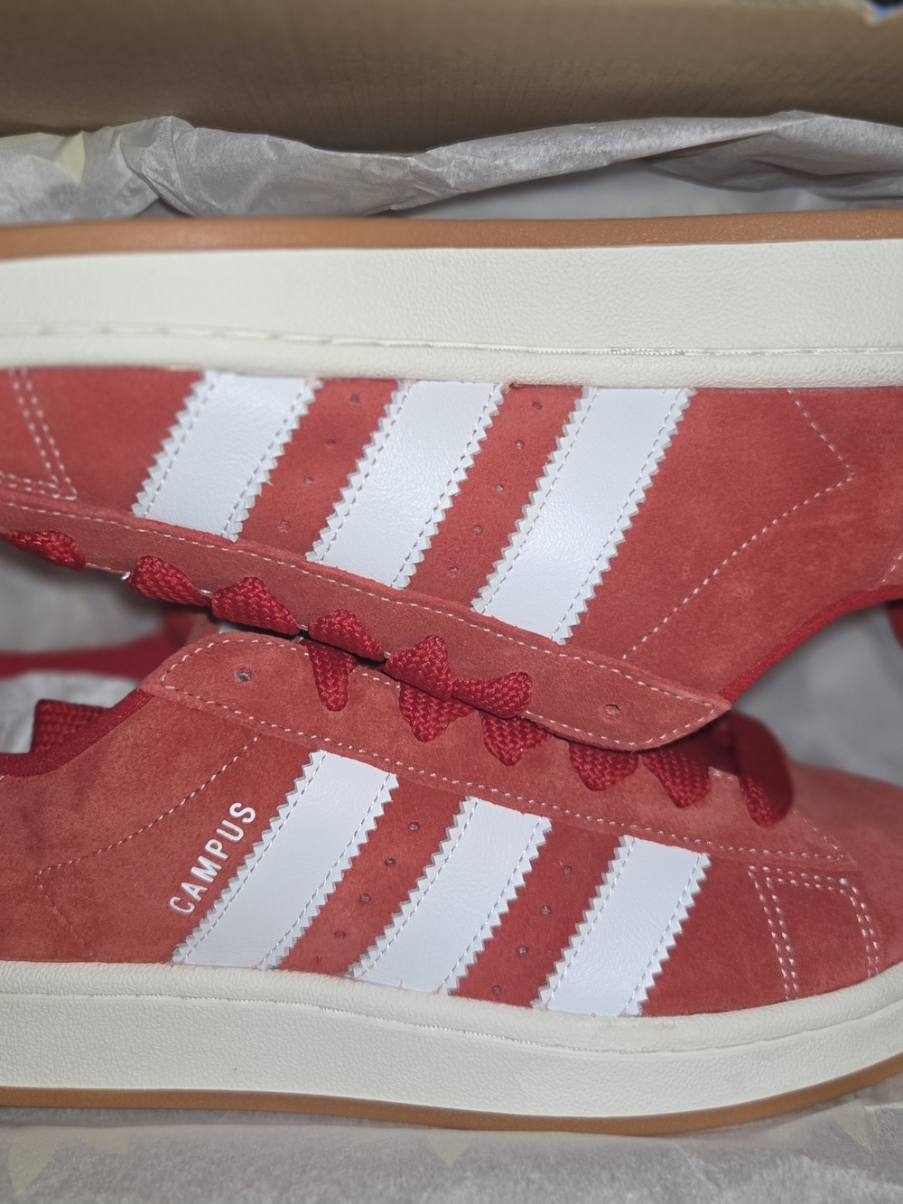 Adidas Campus Suede Sneakers in Red & White - Mens 8.5